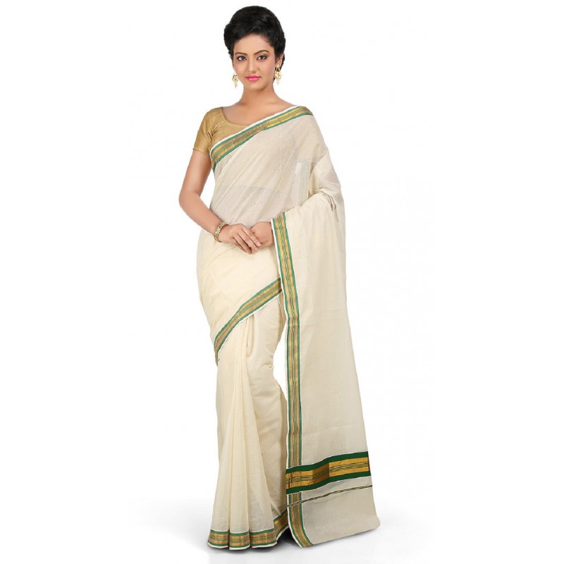 kasavu cotton sarees(Beige,Green,Gold)