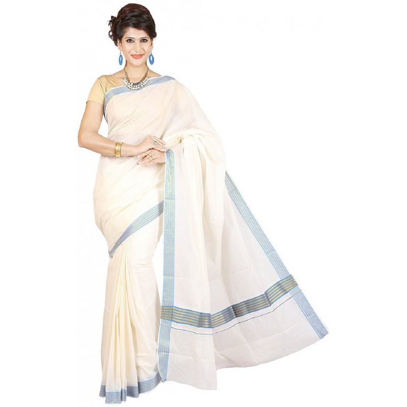 kasavu cotton sarees(Beige,Gold,Blue)