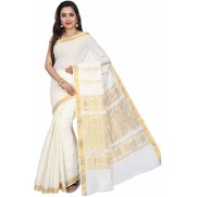 kasavu Embroidery cotton sarees(Beige)